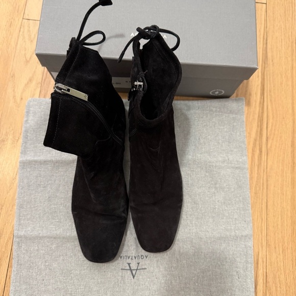 Aquatalia Lisa Leather Suede Boots Weatherproof Ankle Slouch Boots Black Size 8 - Picture 4 of 7